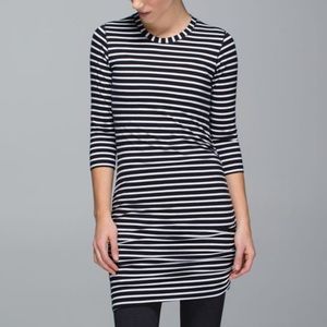 Lululemon Anytime Dress Deenie Stripe White Black